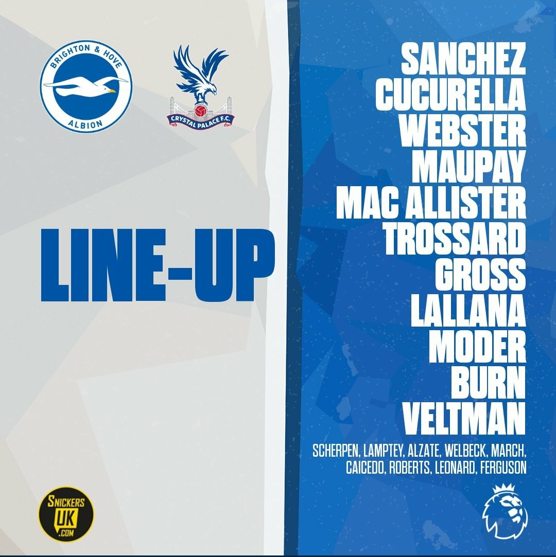 tr_brighton's tweet photo. Crystal Palace karşısındaki ilk 11'imiz! #BHACRY #BHAFC https://t.co/4U9SvoZmiF