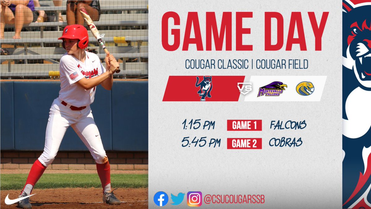 2022 Cougar Classic 🥎

🆚 | Montevallo &amp; Coker
⏰ | 1:15 &amp; 5:45 p.m.
📍 | Columbus, Ga.
🏟 | Cougar Field

#GoCSU🐾