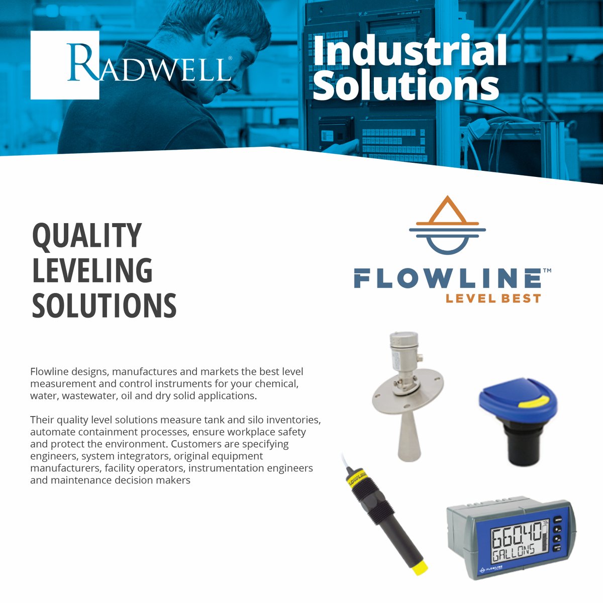 Radwell_Intl's tweet photo. One of our featured manufacturers this month is
Flowline---learn more about the products they offer at https://t.co/HYQsb68JlH
#FlowLine #Quality #Leveling #IndustrialProducts #IndustrialAutomation #ManufacturingServices #ChooseRadwell #RadwellInternational #RadwellRepairs https://t.co/dlOohuh4Hd
