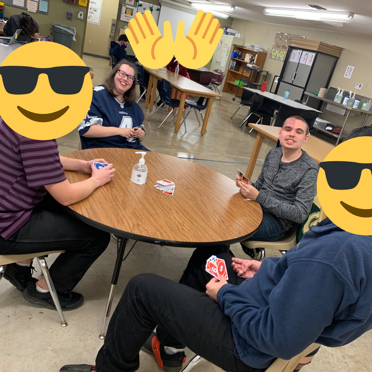 CISDLifeBridges's tweet photo. Hot game of Uno going on over here at LB! Happy Friday everyone! #workhardplayhard #transition
@FoxCISDATLID @CISDSPEDLady @lindslottcisd @CISDSpecialEdu1 https://t.co/gCf6kGytpo