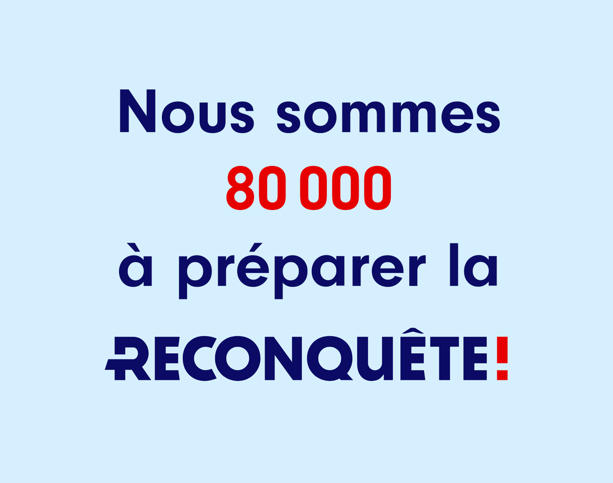 Z_comme_Zemmour's tweet photo. Déjà 80 000 adhérents !

Merci à tous et continuez à faire adhérer vos proches !
En route vers les 100 000 !

#Reconquete2022 https://t.co/NHJiEwslmN