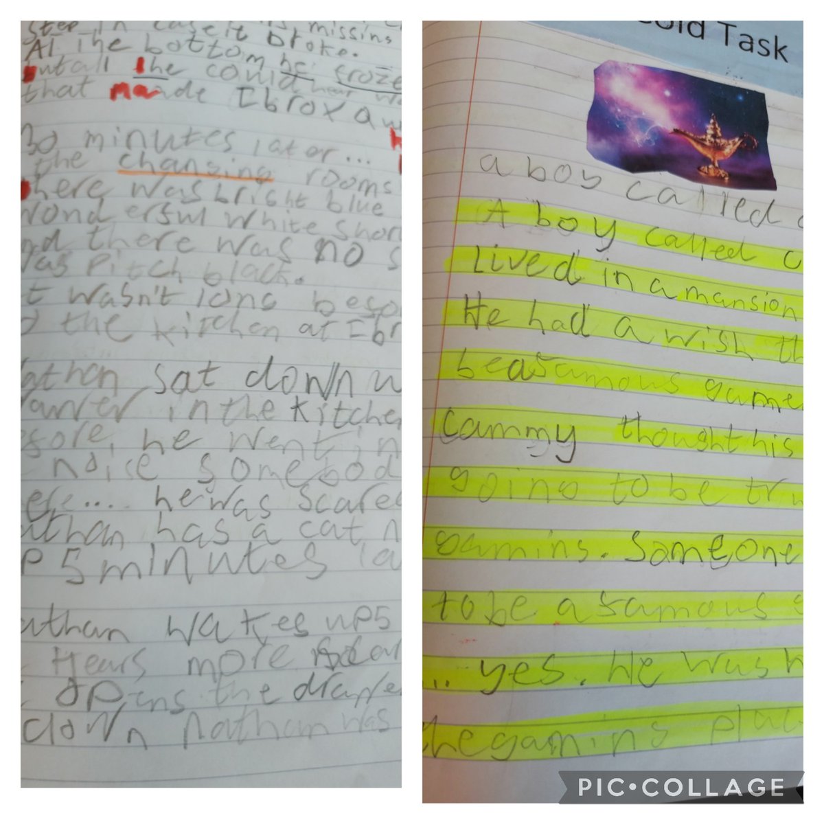 JemmaAnderson12's tweet photo. What an improvement! He has been working hard on his fine motor skills since November. Using a highlighter to support his space awareness when writing has been a game change. https://t.co/XvFJ1t54Oo