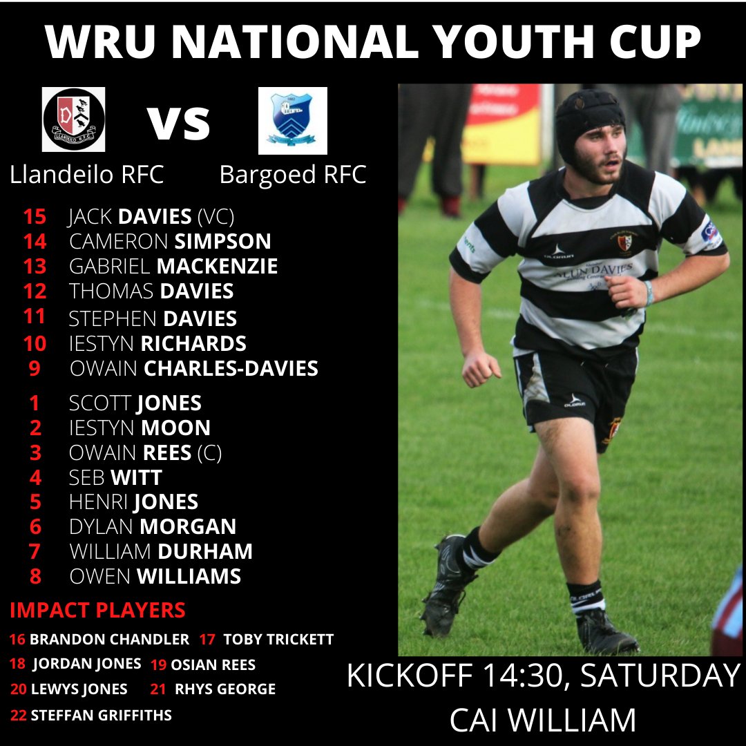ChrisRooke24's tweet photo. YOUTH -Here is the @llandeilo_rfc Youth line-up for tomorrows Cup match. https://t.co/QGEk0bDBbX