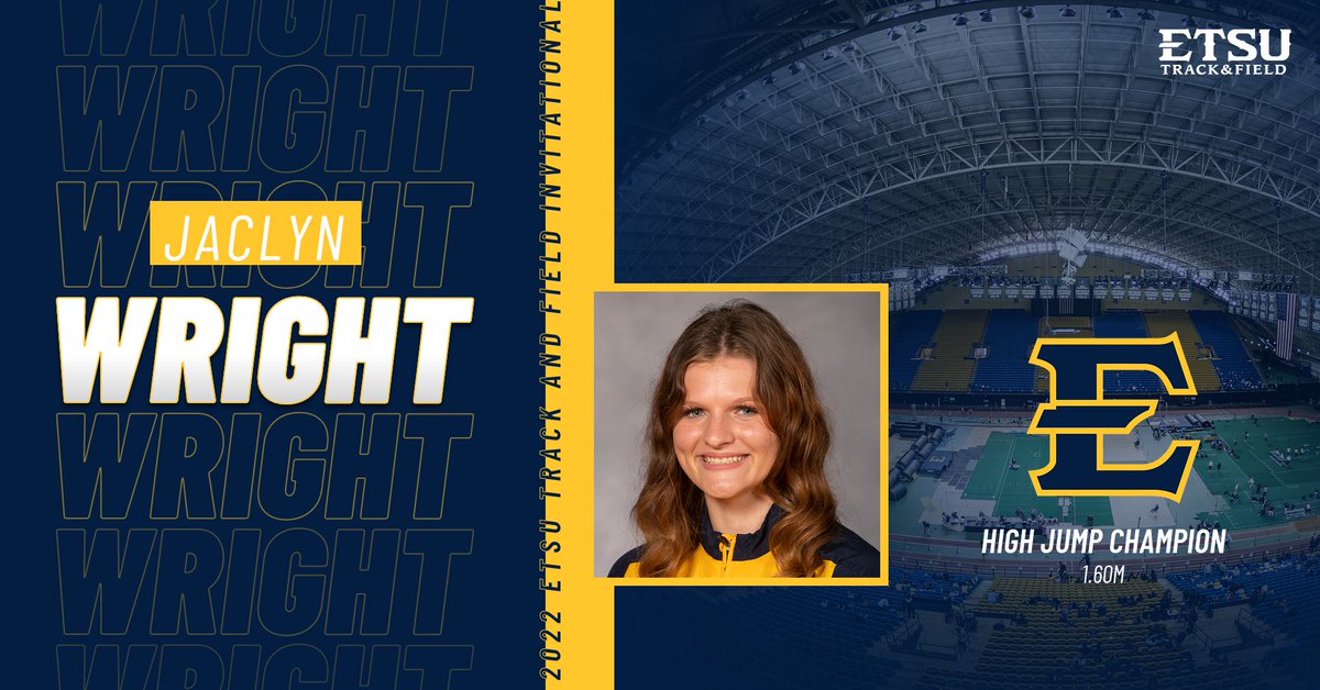 ETSU_TF_XC's tweet photo. 𝗛𝗶𝗴𝗵 𝗝𝘂𝗺𝗽 𝗖𝗵𝗮𝗺𝗽𝗶𝗼𝗻!

Congrats to Jaclyn Wright on setting a personal record and winning the high jump with a leap of 1.60m, marking her first collegiate gold medal! 

#ETSUTough https://t.co/Djo2DerdGn