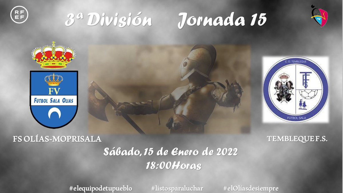 futbolsalaolias's tweet photo. Ganas de PARTIDAZO??
Los duelos con @cdtemblequefs siempre son un gran espectáculo, así que no te lo pierdas!!

Vamos Olías!!

#elequipodetupueblo
#listosparaluchar
#elOlíasdesiempre https://t.co/UbCxQErWgy