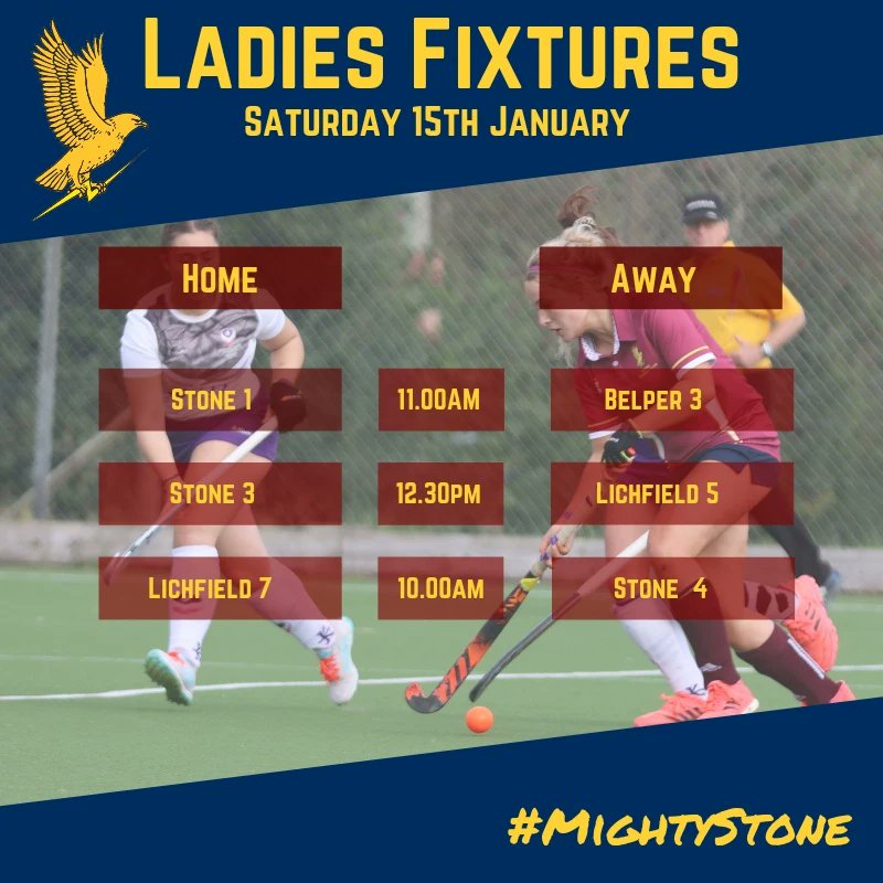 Stonehockeyclub's tweet photo. Here's the fixtures for tomorrow! Hope the weather is kind to us. Good luck everyone! #StoneHockeyClub #HockeyFamily #GoTime #MightyStone https://t.co/MP6j4QA60t