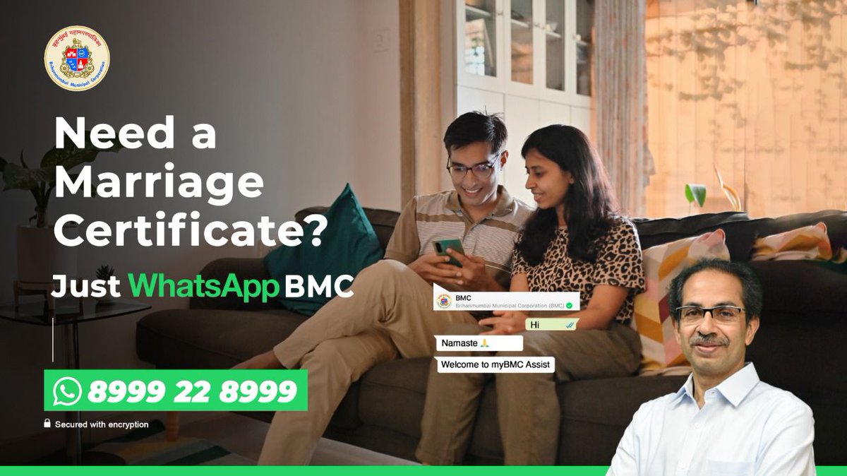 mumbairailusers's tweet photo. Great news for  @smart_mumbaikar

To Ask any querry regarding #BMC Send  'Hi' 
on this WhattApp number.👇
8999228999
to file a Civic Grievance, Book a Vaccination Slot, for Shop license, for Marriage Certificate etc. @mumbaitraffic @Mumbaikhabar9
@mybmc @AUThackeray @OfficeofUT https://t.co/k8sX81RC5I