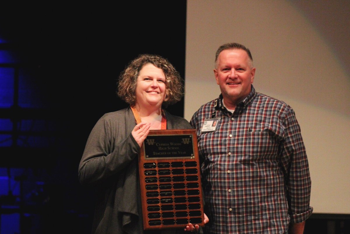 CyWoods212's tweet photo. Congratulations to our Cypress Woods High School Teacher of the Year, Mrs. Lori Andrade!!! Click the link to see a video of staff and students speaking about this AMAZING educator. https://t.co/T5WhwOmeZj https://t.co/gd5appPwyq