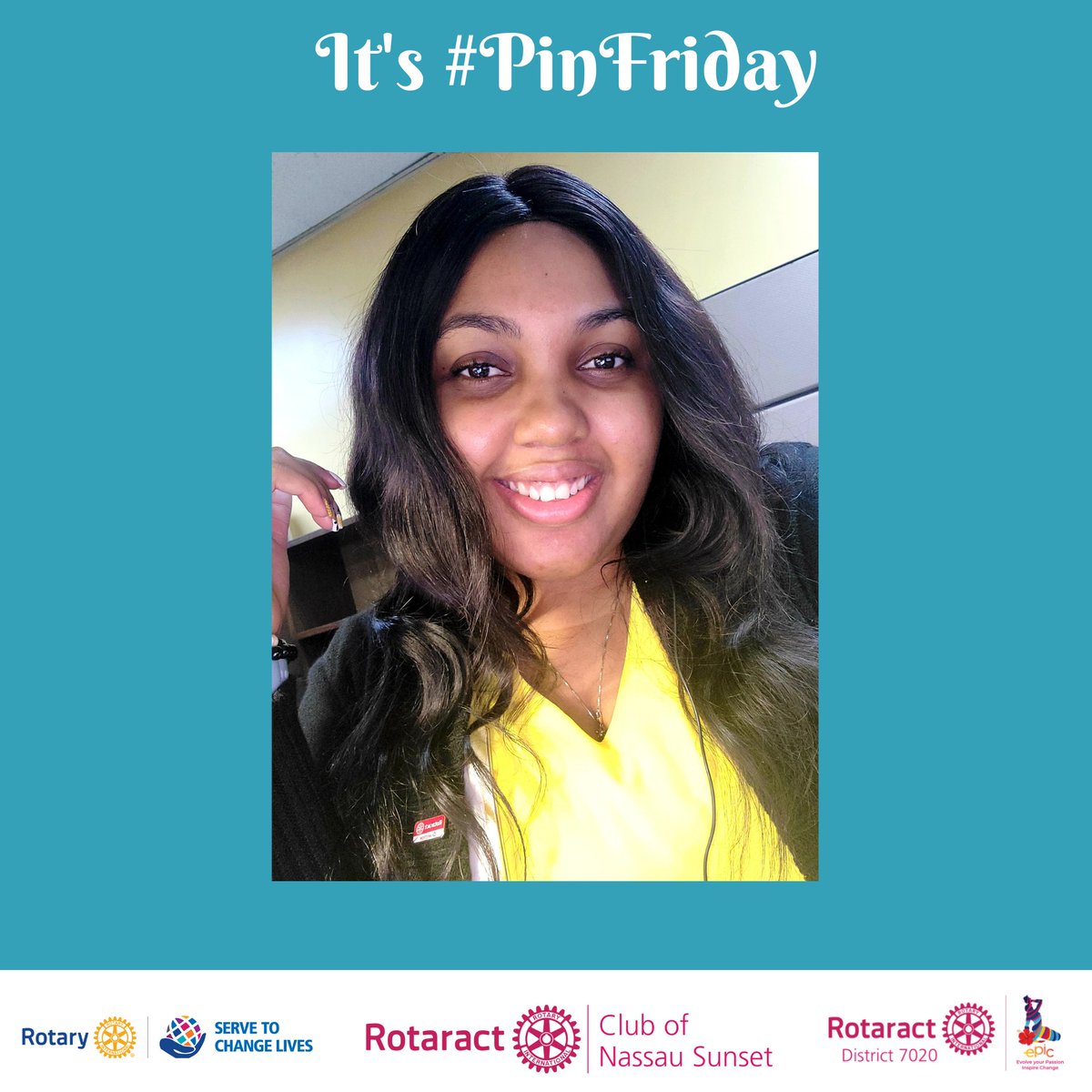 RCNassauSunset's tweet photo. ✨We Made It Rota-Fam!✨ 

Thank God it's #EpicFriday 💃🎊🥂 

Here at The Rotaract Club of Nassau Sunset we celebrate each and every #PinFriday displaying our club pride. 

Take a look as we captured some of our members displaying their Club pins 📸 https://t.co/YTTR73DqyK