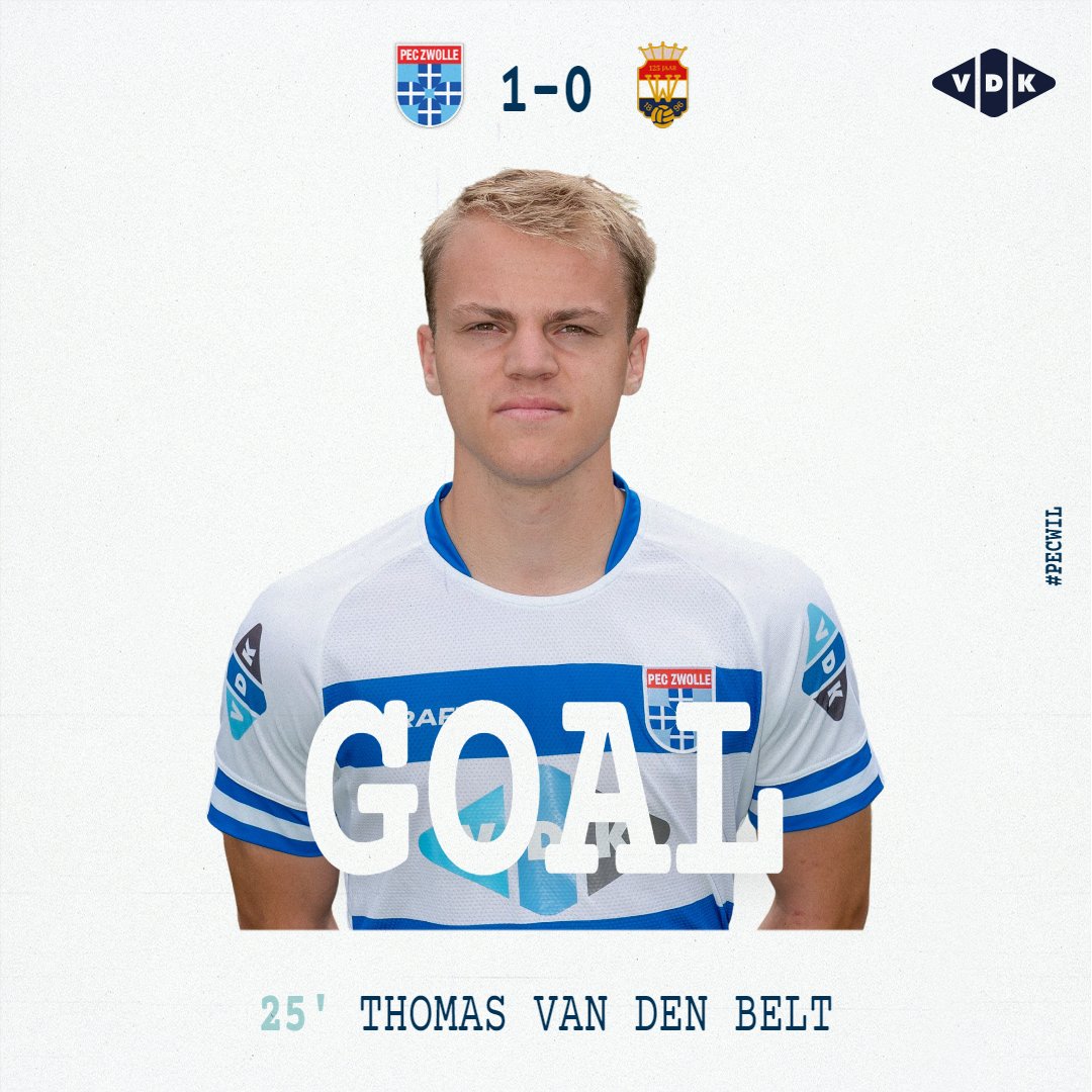 PECZwolle's tweet photo. 25' ⚽️ DOELPUNT PEC Zwolle! Thomas van den Belt scoort na voortreffelijk werk van Bram van Polen, die met fel afjagen de bal veroverde en daarna een strakke voorzet afleverde: 1-0! #pecwil #peczwolle #desespereertnimmer https://t.co/x9JTSaoTcm