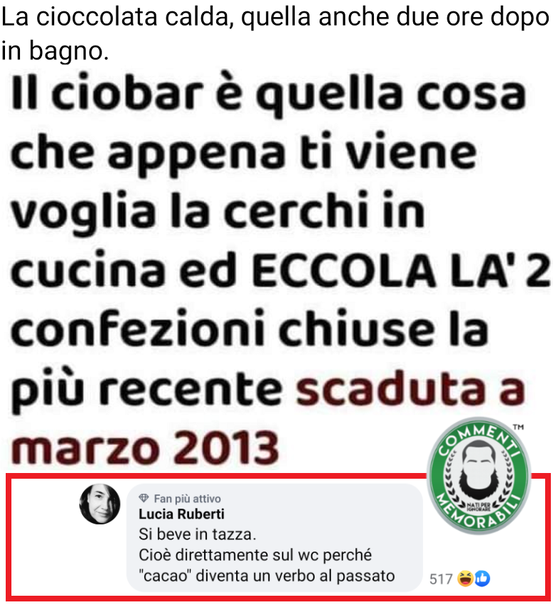 CM_Memorabili's tweet photo. C'è chi ne ha almeno una confezione scaduta in dispensa, e chi l'ha già ingerita. #commentimemorabili #ciobar #ammettetelo #scadenze #continuatevoi https://t.co/cntKaQl7vi