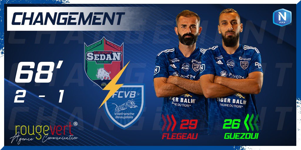 FCVB_officiel's tweet photo. โ๏ธ 68โ | #CSSAFCVB 2๏ธโฃ-1๏ธโฃ
Premier changement cรดtรฉ caladois ๐
โฌ
๏ธ Flegeau
๐ Guezoui
#TeamFCVB ๐ตโช๏ธ https://t.co/VaXOgdP6mt