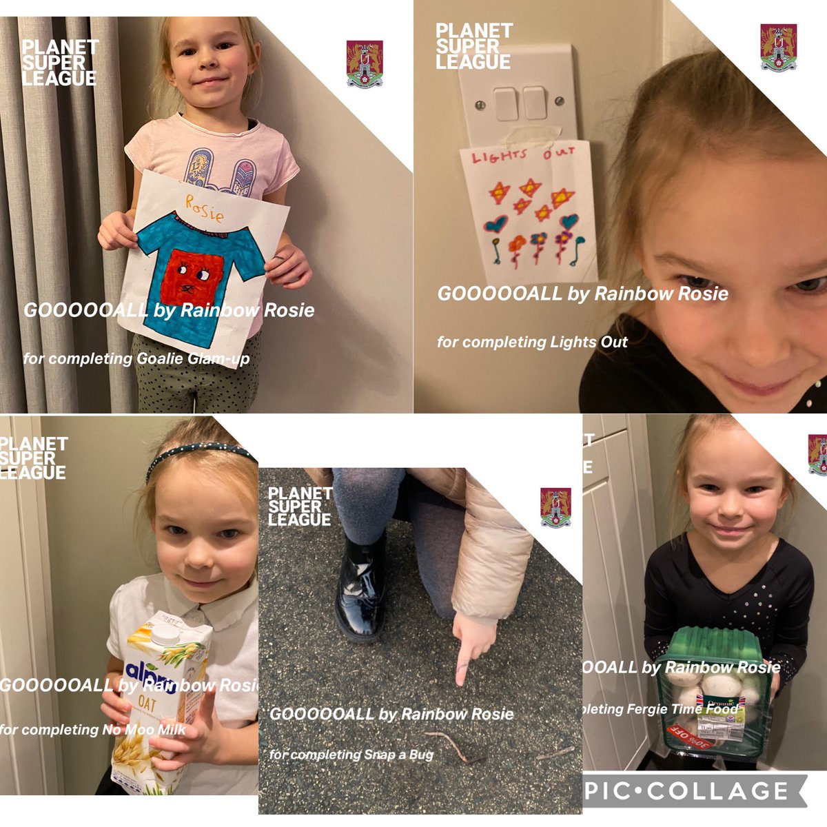 Pledges fulfilled and many goals scored by Leo and Rosie this week. #SvCC @planetsuperleague <a href="/MrGarley/">Mr Garley</a> <a href="/INISMrsMarshall/">Mrs Marshall</a> <a href="/INISYear1/">INIS Year 1</a> @Year5IJS