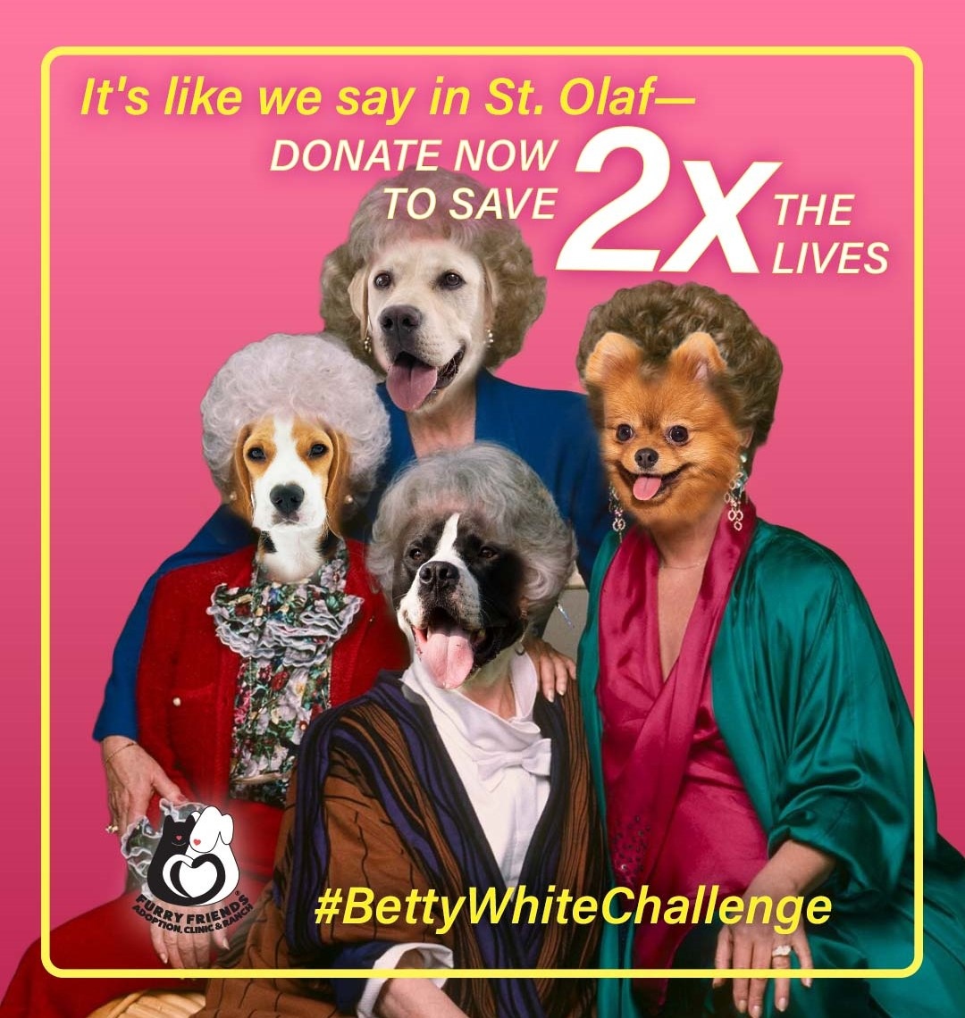 Thanks to a generous donor (&amp; huge Betty White fan), every dollar donated to the #BettyWhiteChallenge fund on our page will be DOUBLED!

Donate now! We can all come together to give Betty the ultimate birthday gift— a legacy that promotes helping animals. ibit.ly/lywJ