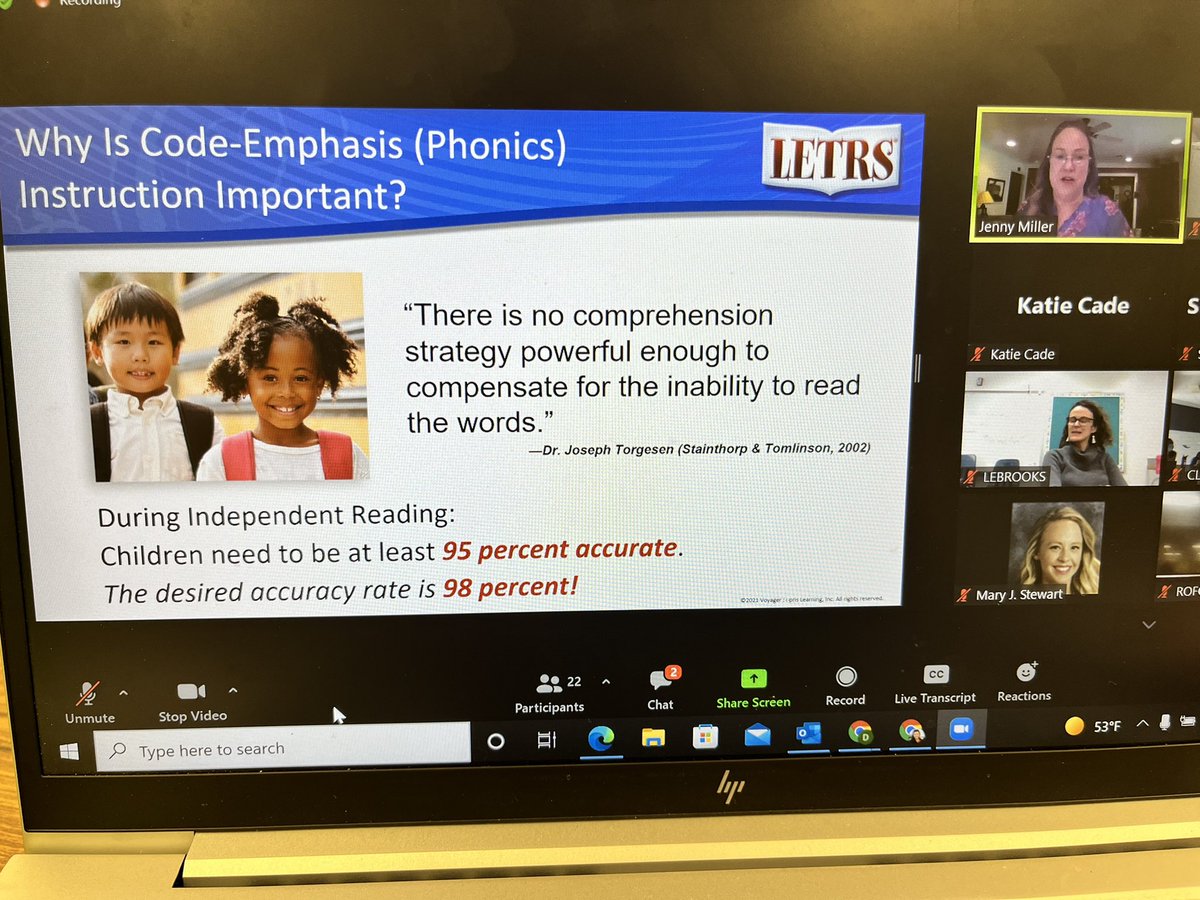 dawn_vang7's tweet photo. Ah! I can’t get enough of this stuff! Thank you Jenny and @MaryJStewart4 for a great Unit 3 LETRS training. Loved learning about the elements in a phonics lesson and the frequency of graphemes and vowel patterns! Can’t wait to share with our teachers.🤯 📖#LETRS #ScienceOfReading https://t.co/xkGcxFZNRV