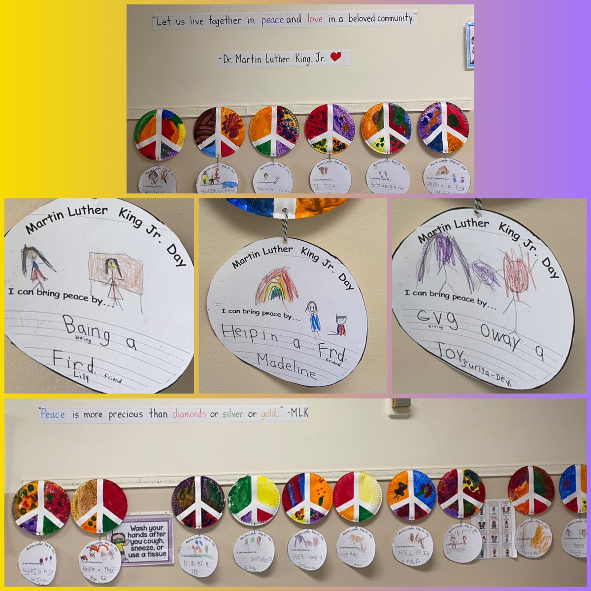 Mrs_Wolfsdorf's tweet photo. WLB Kindergarteners learned about Dr. Martin Luther King, Jr. They thought about ways we can be peaceful, kind, and helpful. “Let us live together in peace and love in a beloved community.” @ValleyStreamWLB @VS24District @Ms_Sloboda @MrsGaddy1 @DonSturz #LookfortheAWESOME https://t.co/N6JsaH76BA