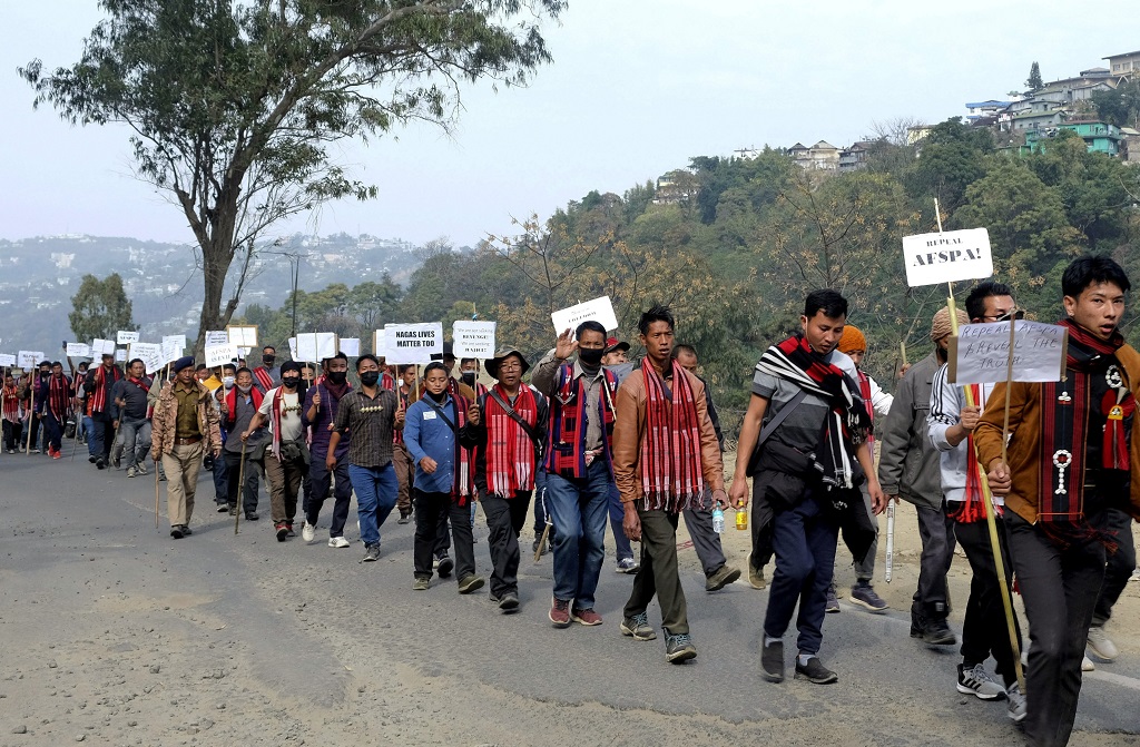 AJEnglish's tweet photo. "I am concerned about the future of our children."

Hundreds protest in India’s Nagaland against a controversial law that gives the military sweeping powers to search, seize and even shoot suspects on sight without fear of prosecution.

— in pictures https://t.co/HAgR9tIrj1 https://t.co/RvRpo1Gol4