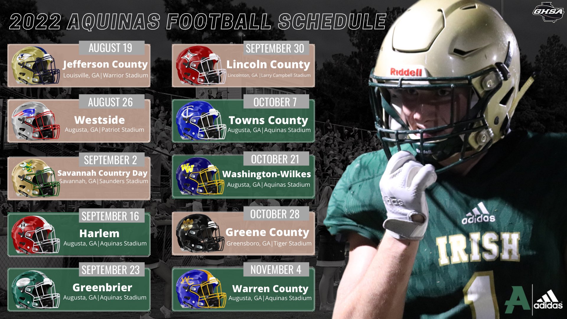 Ghsa Football Schedule 2022 ☘️Aquinas Football☘️ (@Irishnationahs) / Twitter