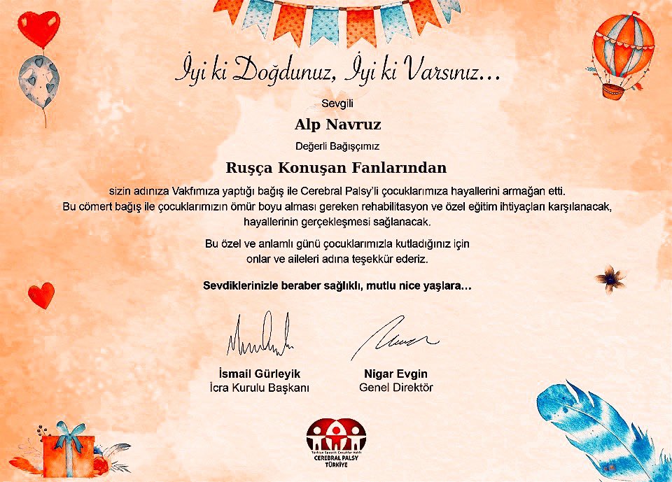 MemoriessEs's tweet photo. Sevgili Alp, doğum günün kutlu olsun!💚🎉
Mutluluklar seninle olsun! Yüzün hep gülsün!❤️😍
Bir Rusça konuşan fandom olarak «Cerebral Palsy» bağış yaptık»
@AlpNavruz
#AlpNavruz #AyçaAyşınTuran #PoyHaz #AlpAy #AyçAlp https://t.co/1zq9YEqO49