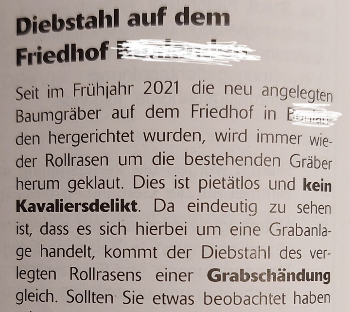 GC_Andi's tweet photo. Wer klaut Rollrasen vom Friedhof? Sind inzwischen alle total bekloppt? #KopfWand https://t.co/OMTB6pSLvl