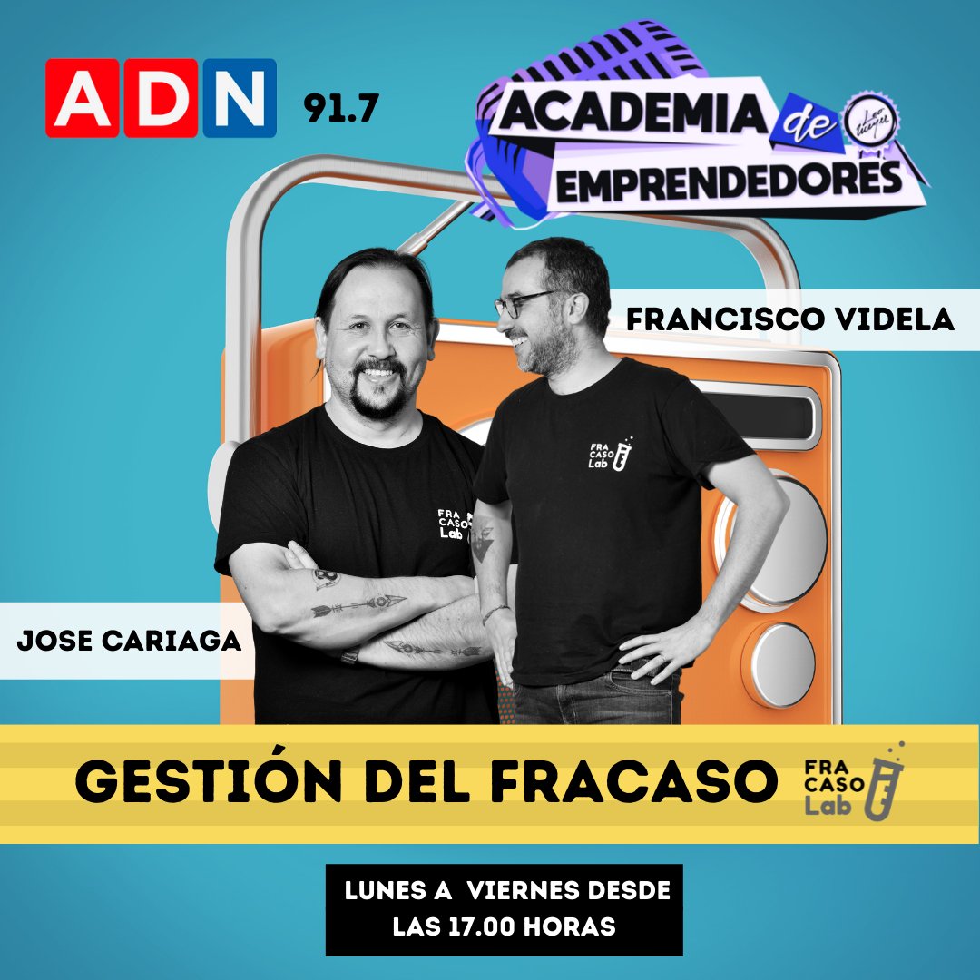 Hoy partimos con las clases de "Gestión del Fracaso", en la Academia de Emprendedores de <a href="/RadioAdnChile/">ADN RADIO</a>, junto al estudiante <a href="/leomeyer/">Actitud. That's all</a> !!

Nos escuchamos desde las 17.00 horas 

#fracasoLab