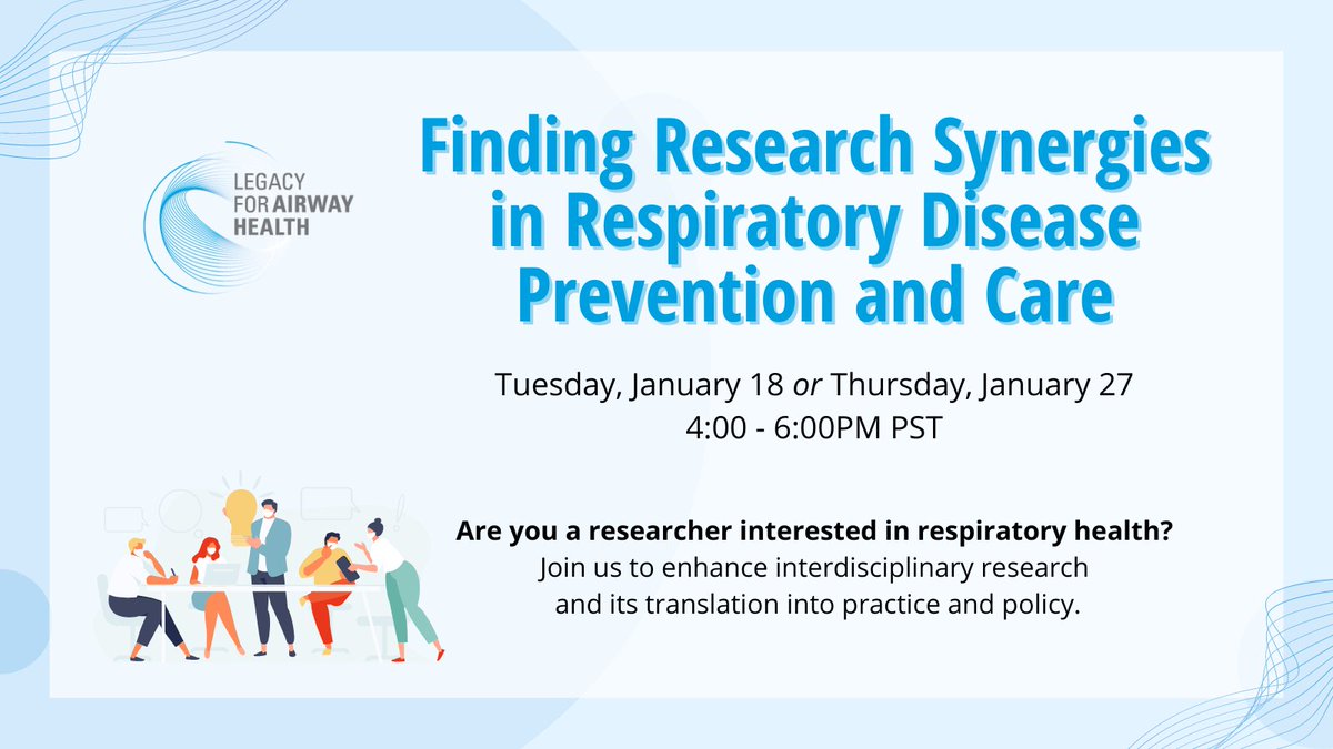 We are launching a network to strengthen respiratory health research in BC. Help us identify research priorities and learn how to support your work. Join us Tues, Jan 18 or Thurs, Jan 27. Register at tinyurl.com/findingresearc…. @HLIStPauls @VCHResearch @BCLungFdn @UBCmedicine