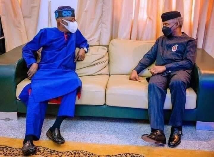 DeeOneAyekooto's tweet photo. Incoming President insha Allah come 2023 Asiwaju Bola Ahmed Tinubu and the current Vice President of Nigeria, Prof. Yemi Osinbajo in a chat.

The duo are core Progressives. https://t.co/QUj7i2kKHn