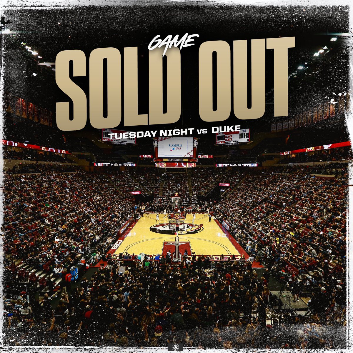 FSUTickets's tweet photo. Tuck - PACKED! 🏠🔒
Tuesday night’s @FSUHoops game vs. Duke is sold out #OneTribe https://t.co/uWCVKFplOb