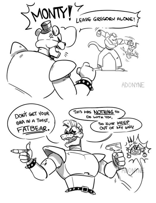 Monty is a menace to society. I love him. 
#securitybreach #glamrockfreddy #montgomerygator #gregoryfnaf 