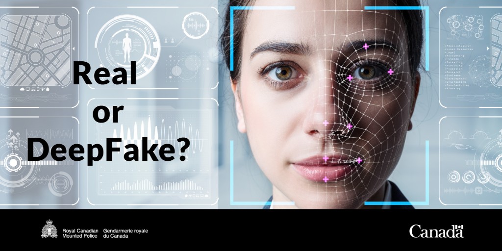 RCMPONT's tweet image. Always think critically about what you are seeing online!
A #DeepFake uses software to alter images and make it appear as if something happened that did not. It can include, among many things, altering a video to change a person’s actions or the words coming out of their mouth.