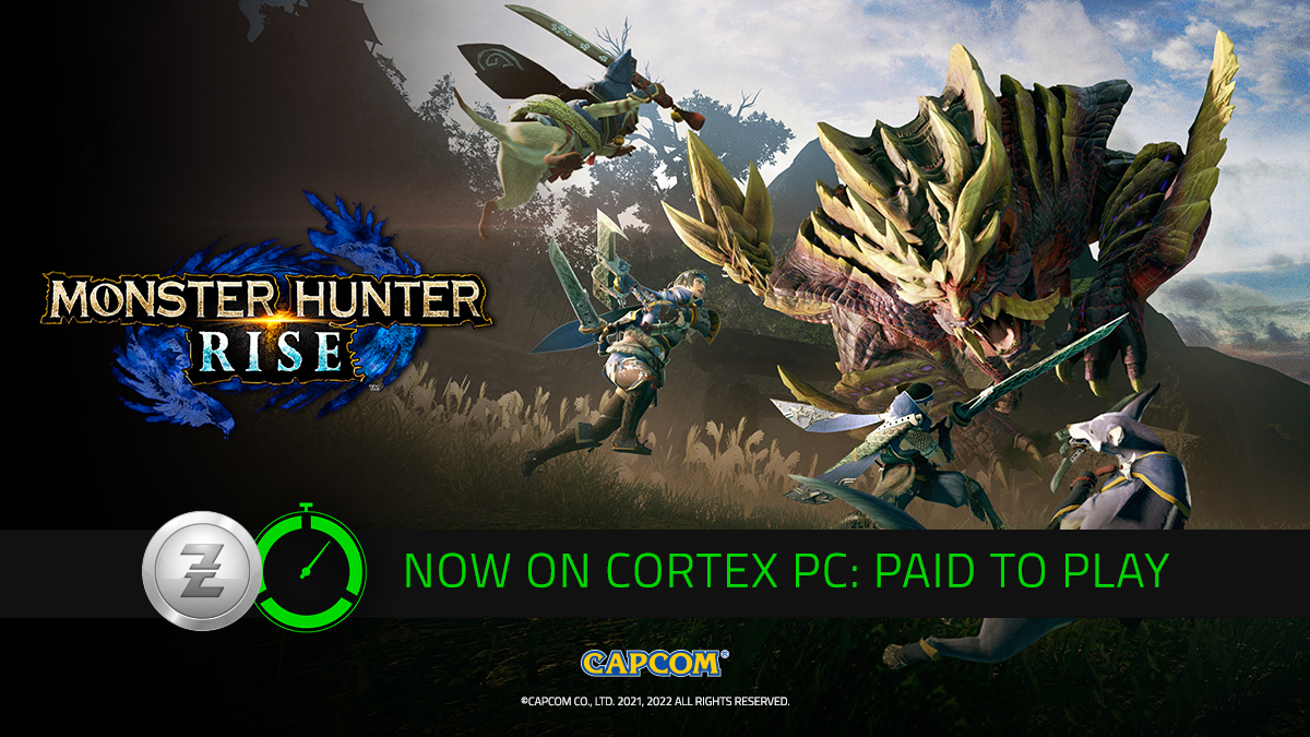 Rise to the challenge and get rewarded when you play <a href="/monsterhunter/">Monster Hunter</a> Rise PC. Now supported by Razer Cortex PC: Paid to Play from 14 Jan to 26 Jan, enjoy the exciting storyline set in Kamura Village and earn Razer Silver while you game. Happy hunting: rzr.to/cortex-mhr
