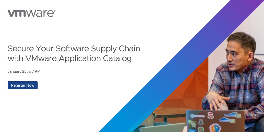 bitnami's tweet photo. Upcoming webinar on Jan 25th. Learn how to secure your software supply chain with VMware Application Catalog. Reserve your seat now! https://t.co/vPc1bfmvqD #ITadmin #Kubernetes #Helm #ClusterAdmin #ClusterOperator #DevSecOps https://t.co/ARgLdzjfy4