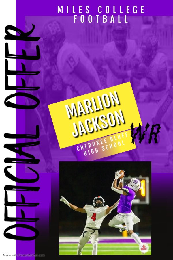 Marlion Jackson (@marlionjack_2) on Twitter photo AGTG🙏🏾 Blessed to receive my first offer from Miles college‼️#GoBears @CoachTJones66 <a href="/CBluffFootball/">CHEROKEE BLUFF FOOTBALL</a> <a href="/dj_BluMajik/">Drew Johnson</a> <a href="/CSmithQBs/">CLINTON SMITH JR.</a> @MilesCollegeFB <a href="/BluffRecruits/">CHEROKEE BLUFF FOOTBALL RECRUITS</a> <a href="/coachmartin10/">Miles Martin</a> AGTG🙏🏾 Blessed to receive my first offer from Miles college‼️#GoBears @CoachTJones66 <a href="/CBluffFootball/">CHEROKEE BLUFF FOOTBALL</a> <a href="/dj_BluMajik/">Drew Johnson</a> <a href="/CSmithQBs/">CLINTON SMITH JR.</a> @MilesCollegeFB <a href="/BluffRecruits/">CHEROKEE BLUFF FOOTBALL RECRUITS</a> <a href="/coachmartin10/">Miles Martin</a>