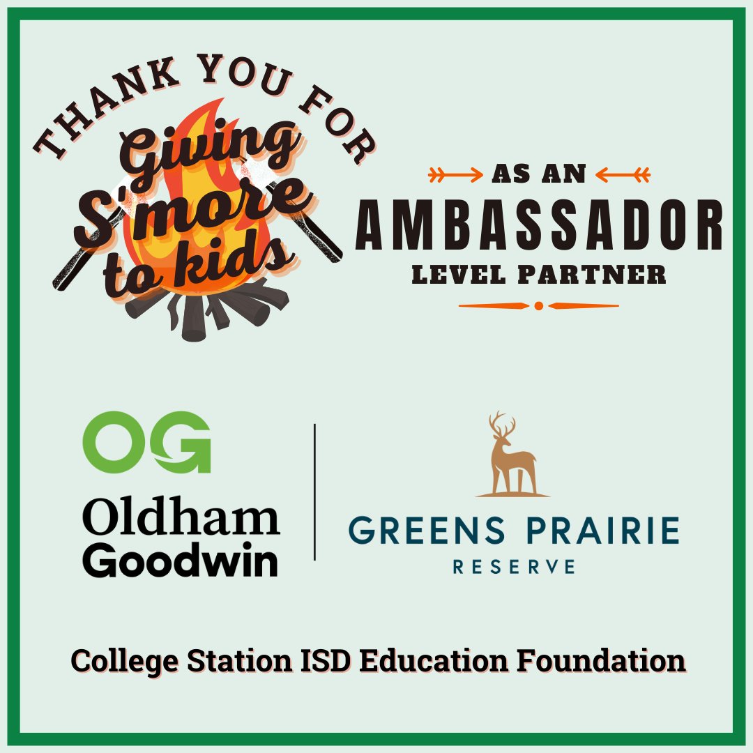 @oldhamgoodwin/Greens Prairie Reserve is GIVING S'MORE TO KIDS as an Ambassador Partner supporting @CSISD  teachers and students.
See what SWEET things we are doing together: givetokids.csisd.org/programs/overv…
#csisdsweetertogether #wegavesmoretoCSISDkids