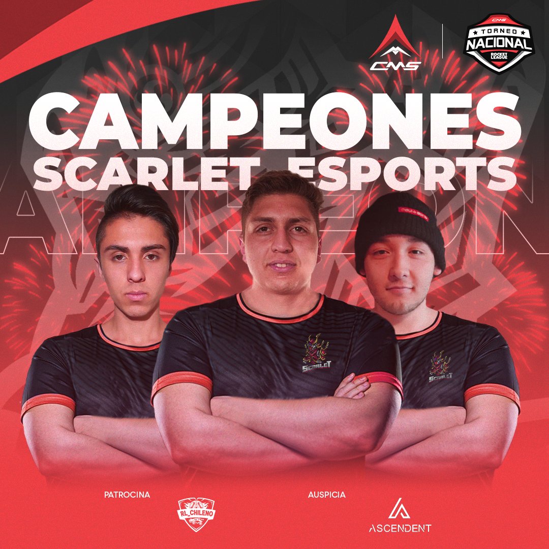 🇨🇱 Campeones Torneo Nacional CMS 🇨🇱

Felicidades a Scarlet Esports
Campeón de la Segunda Temporada del Torneo Nacional CMS, equipo compuesto por Starwindss, c0Re y Danielito.