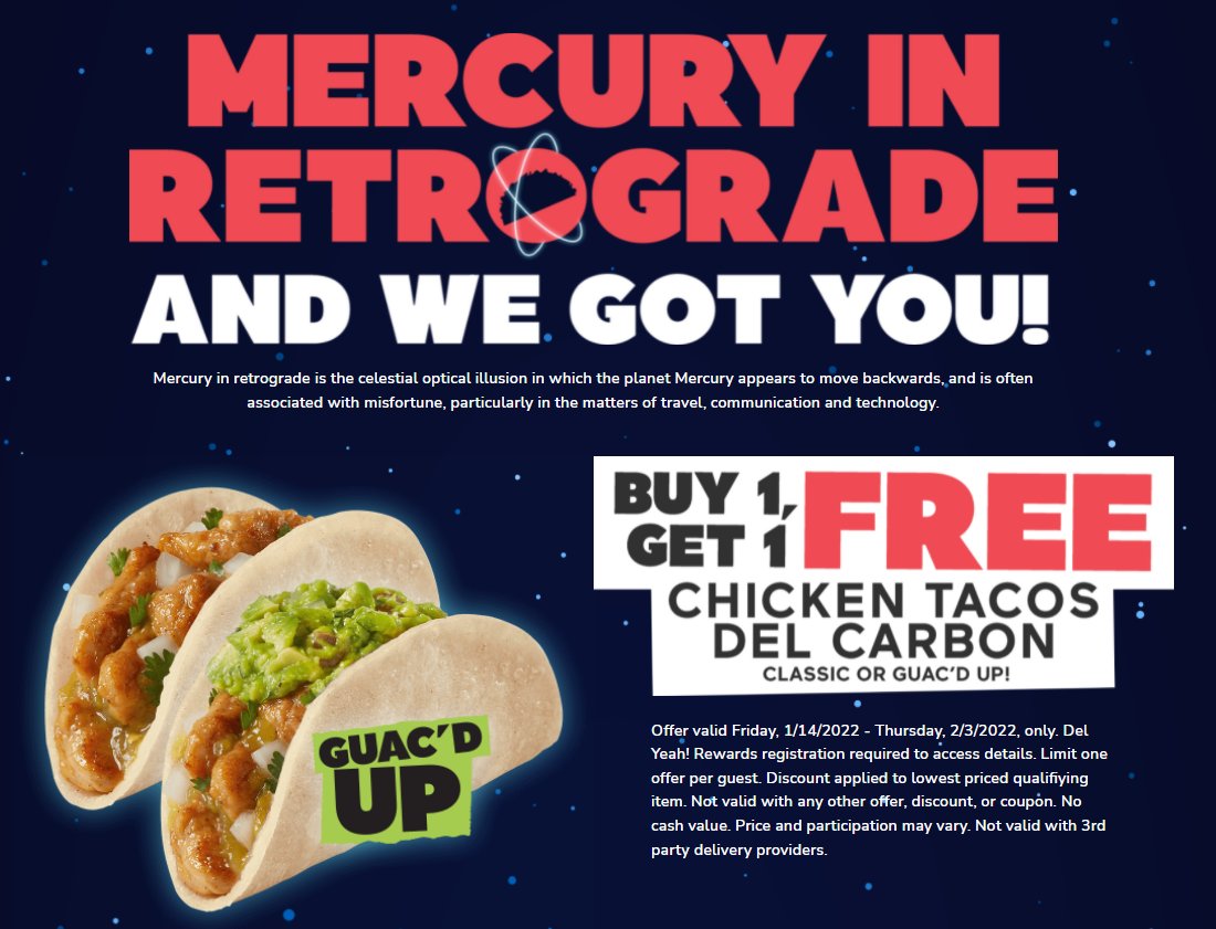 timhackbardt's tweet image. Inflation and now Mercury in retrograde! The Del Taco team comes to the rescue with value, variety, and good vibes all year long! yhoo.it/3GtYgrV #restaurantmarketing #marketingandadvertising #marketing #advertising #socialemediamarketing #restaurantnews #restauranttrends