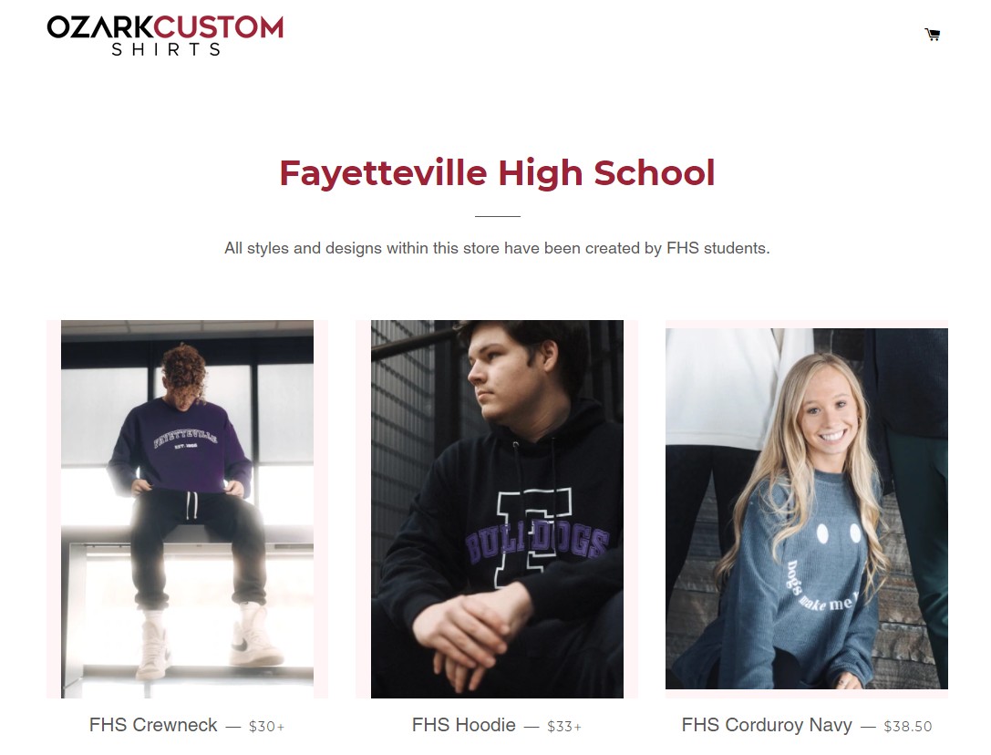 Bulldog Co.'s new website is now up &amp;running! You'll find clothing items in sizes that range from kids to 4 XL.  Mrs. Clarke's Small Business Operations class operates the store at <a href="/FayettevilleHS/">Fayetteville High School</a> Access the website here: ozarkshirts.com/collections/fa…  
#CTEinFPS <a href="/fayar/">FPS</a>