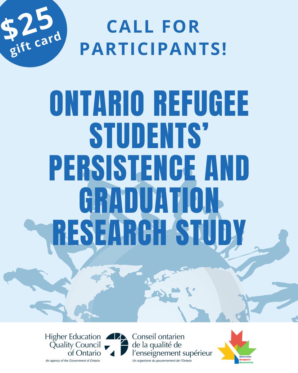 NewStudentsCA's tweet photo. We’ve partnered w/ @HEQCO on a research project about refugee students’ postsecondary experiences!

Are you a current refugee student or recent graduate? We want to hear from you!

MORE INFO: https://t.co/mmLihKHT3k

💰Get a $25 gift card as a token of appreciation for your time https://t.co/JAVX3Sjjnk