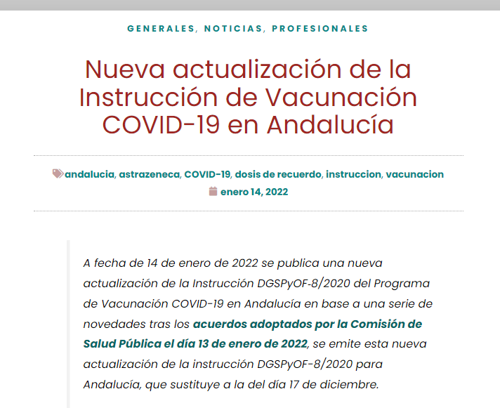 🆕Nueva actualización de la Instrucción de #VacunaciónCOVID19 en Andalucía.

Más ℹ️ en andavac.es/nueva-actualiz…

#AndaluciaSeVacuna 
<a href="/saludand/">Consejería de Sanidad, Presidencia y Emergencias</a>