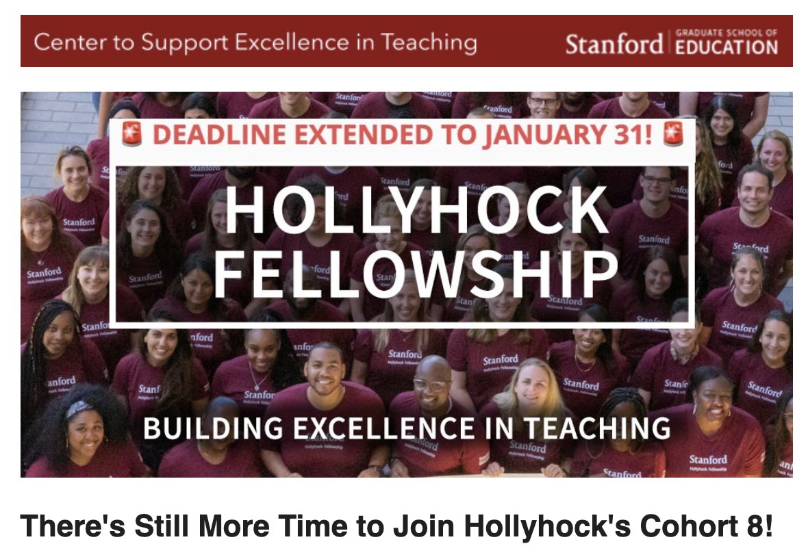 Due to the ever-changing nature of the pandemic and the challenges the omicron variant presents, we have decided to extend the Hollyhock Fellowship application deadline to Monday, January 31, 2022. Apply here today! ow.ly/UMBW50Hv1FM