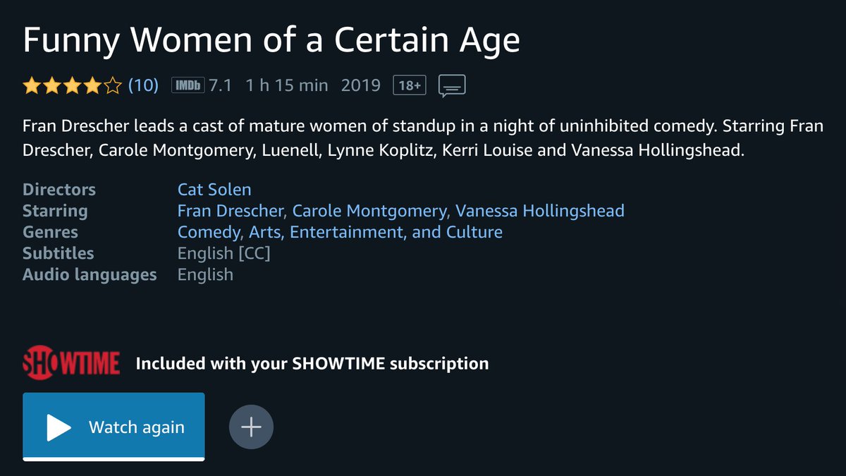 MeritKahn's tweet photo. OMG... watch this show. Hey ShowTime execs... I control the household $$$ and if you put more comedy shows like this on your network and I'll happily give you more of my discretionary income forever. @showtime #funnywomenofacertainage #carolemontgomerycomic https://t.co/EAn4SmnoaT