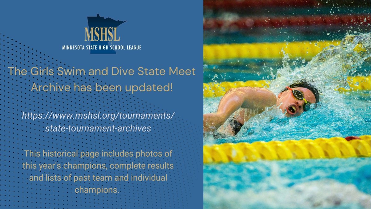 Visit the updated MSHSL Girl Swim &amp; Dive State Tournament Archive: mshsl.org/tournaments/st…

@MSHSjohn
#mshsl
