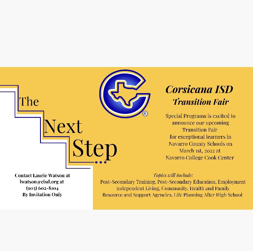 #CISDSpecialPrograms <a href="/CorsicanaISD/">Corsicana ISD</a> Transition Fair just announced for Navarro County special needs students.