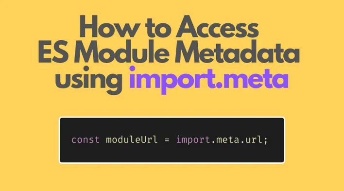 macronimous's tweet image. How to Access #ESModule Metadata using import.meta bit.ly/3K8aEjr #JavaScript