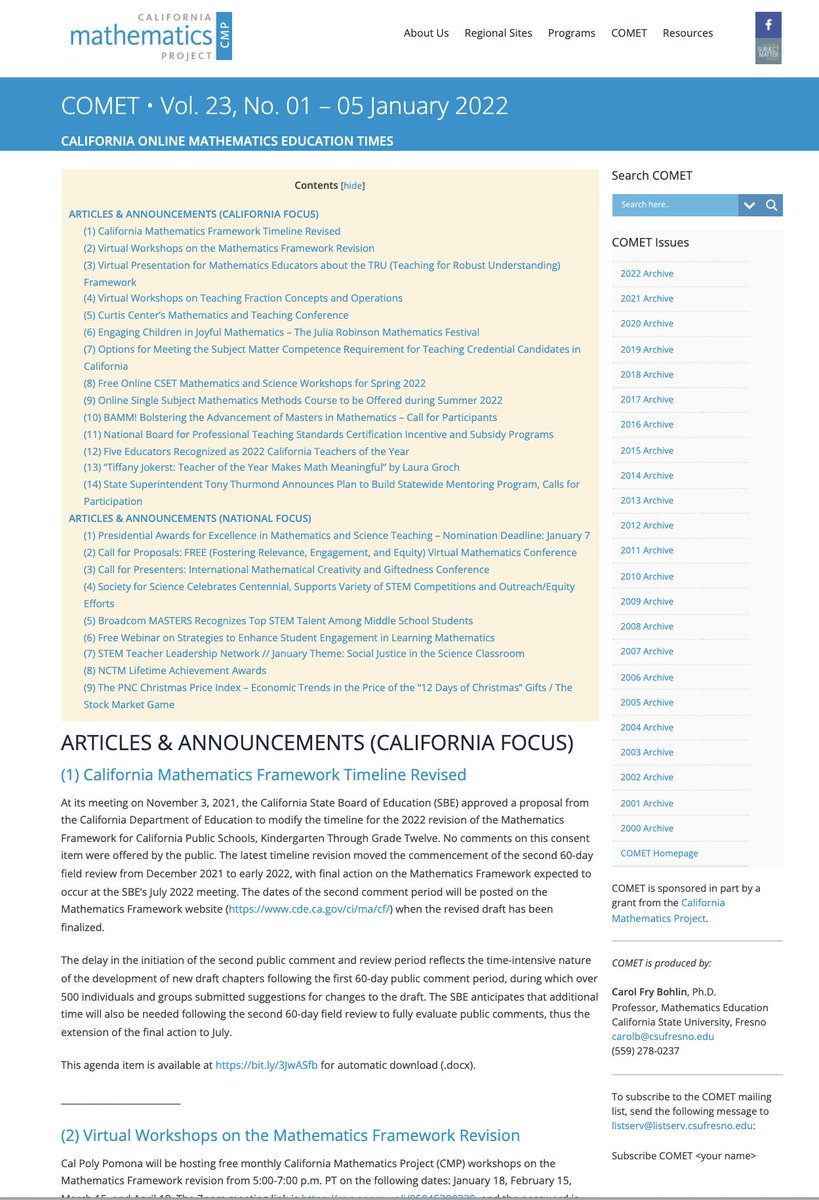 STEM_Fresno's tweet photo. Interested in state (CA) and national STEM education news, events, and opportunities? Check out the latest issue of COMET (California Online Mathematics Education Times) at https://t.co/LRepM2XFLN 👩🏻‍💻🧑🏻‍🏫🧮🔢📊📈 https://t.co/JlicQSYtN4