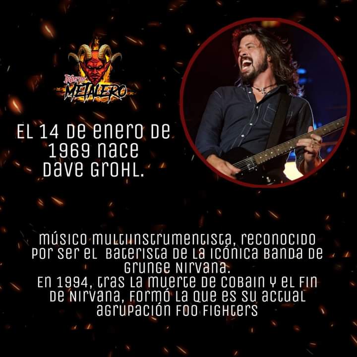 InfiernMetalero's tweet photo. Feliz natalicio al que siguió con el legado del grunge #DaveGrohl @foofighters 
#infiernometalerocolombia #infiernometalerooficial #InfiernoMetalero #nirvana #foofighters #historiadelrock #happybirthday https://t.co/g2evErO6Zb