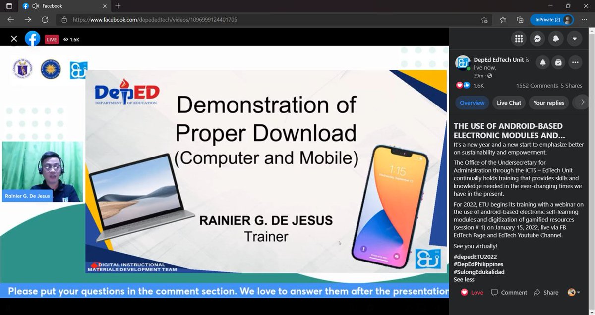 StevenCabalo's tweet photo. Exploring @DepEdEdTechUnit thru DepEd Commons' Android-Based electronic modules while listening to our resource speakers. These apps are worthy to explore given that our learners have been provided with tablets from our LGU.
#DepEdEdTechUnit
#depedETU2022
#AndroidESLMSession1 https://t.co/6CTXxgkgDz