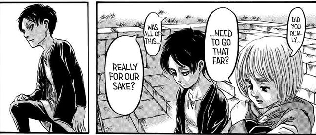 modi_hanouti's tweet photo. @Eddardstark2nd @Jagun__0 @SideObjective @ImUrimeshi @AoTWiki Eren was lying, he did not really do it for them, but for himself. 
Just like when Eren asked Reiner why they broke the wall, he initially answered: "to save the world", but then later on said that he was lying and only did it to become a hero. https://t.co/WDJlrcZCiP