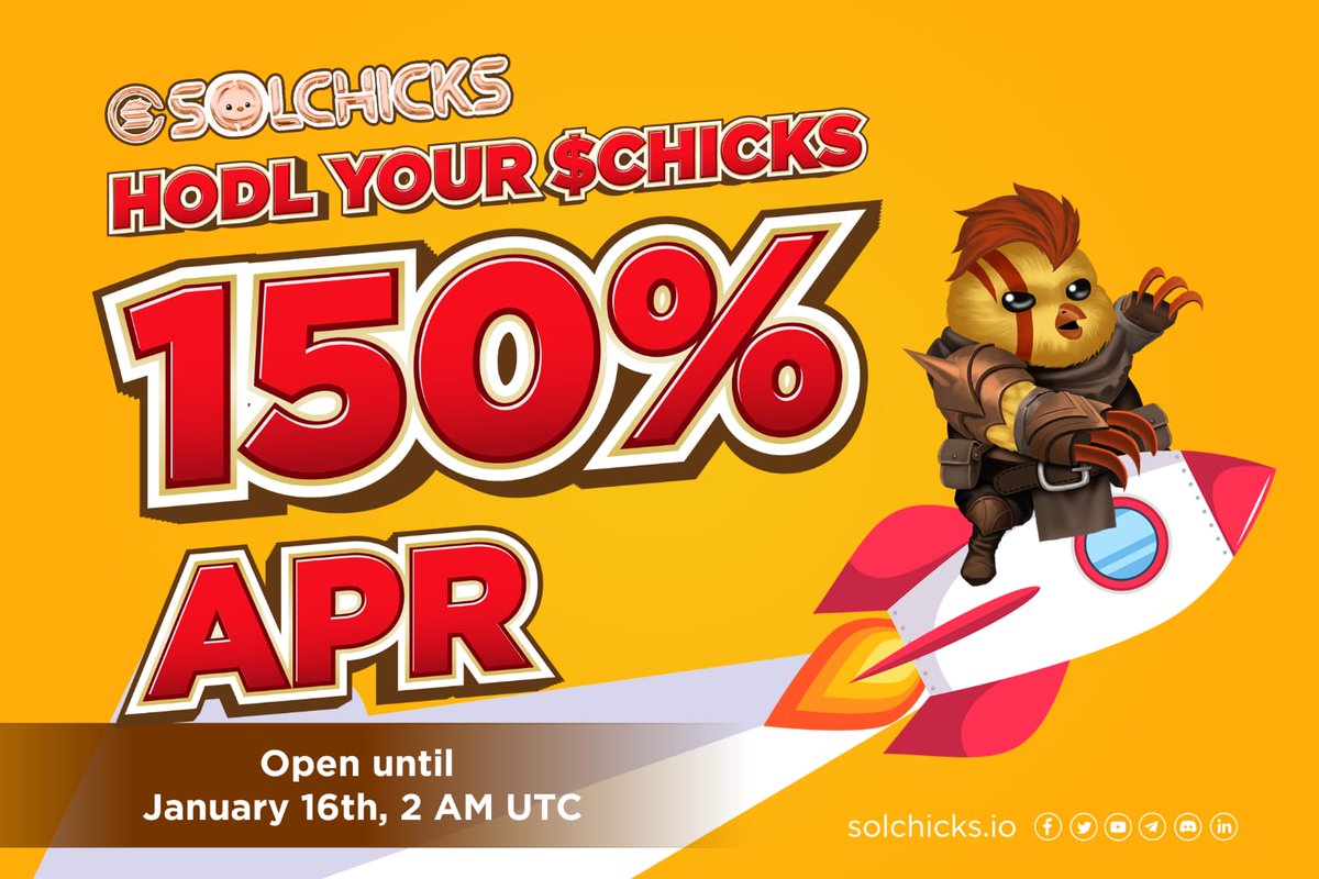 artisse_ai's tweet photo. Attention $CHICKS #HODLers!🐥

150% APR will be applied for your locked tokens for 60 days 🚀

Deposit platform will close on January 16th 2AM UTC 

Deposit your $CHICKS tokens NOW at https://t.co/6Ng8FxMcfv

Sample #StakingRewards:

2000 $CHICKS will earn a total of 493 $CHICKS https://t.co/bDF9Zl0Wdp