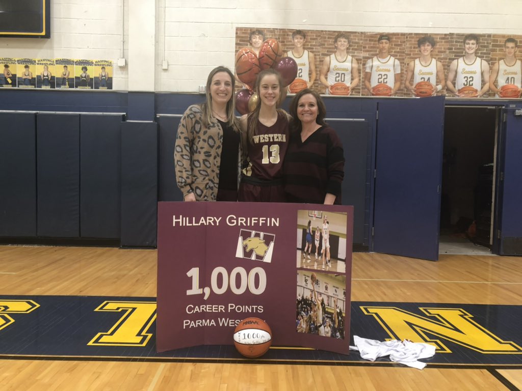 WHSbballgirls's tweet photo. Congrats to Hillary Griffin for joining the 1,000 points club. Only three in WHS history! Great job! 🏀🎉 https://t.co/pOFnmZDN4b